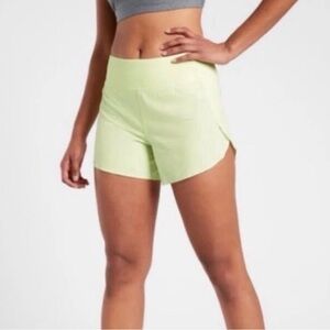 Athleta Run With It 3.5” Yellow neon- Women's Sport Shorts Size Medium Running